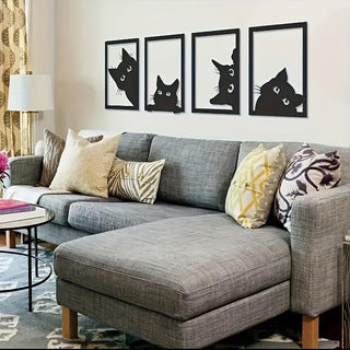 Black Cat Metal Wall Art Decoration Suit - Thriver Trend