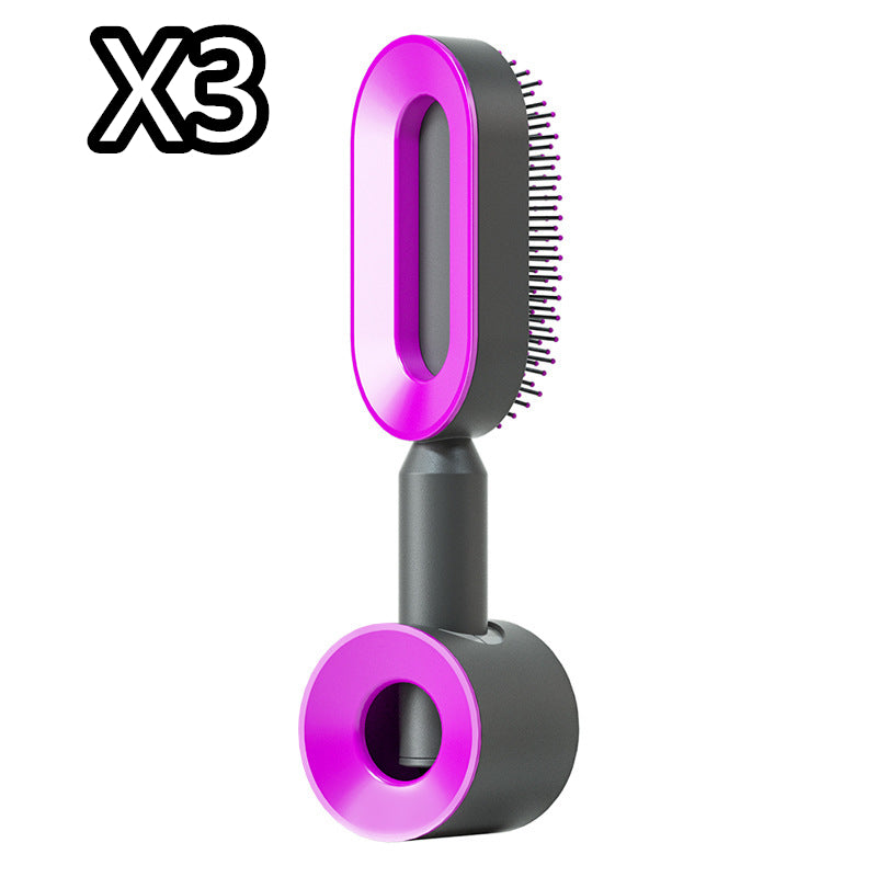 Self Cleaning Hair Brush For Women One-key Cleaning Hair Loss Airbag Massage Scalp Comb Anti-Static Hairbrush - Thriver Trend