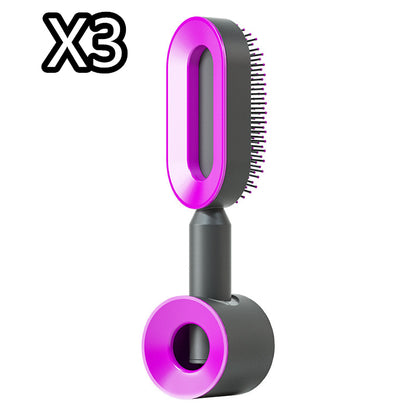 Self Cleaning Hair Brush For Women One-key Cleaning Hair Loss Airbag Massage Scalp Comb Anti-Static Hairbrush - Thriver Trend