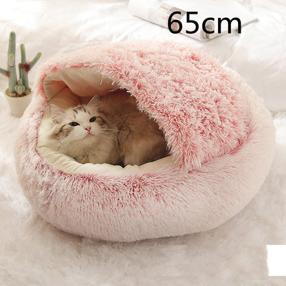 2 In 1 Dog And Cat Bed Pet Winter Bed Round Plush Warm Bed House Soft Long Plush Pets Bed Pet Products - Thriver Trend
