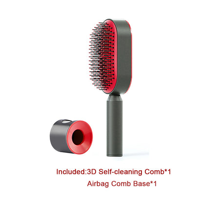 Self Cleaning Hair Brush For Women One-key Cleaning Hair Loss Airbag Massage Scalp Comb Anti-Static Hairbrush - Thriver Trend