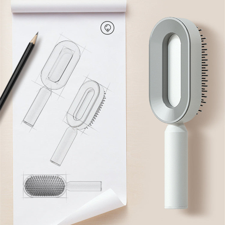 Self Cleaning Hair Brush For Women One-key Cleaning Hair Loss Airbag Massage Scalp Comb Anti-Static Hairbrush - Thriver Trend
