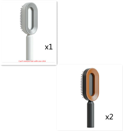 Self Cleaning Hair Brush For Women One-key Cleaning Hair Loss Airbag Massage Scalp Comb Anti-Static Hairbrush - Thriver Trend