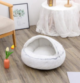 2 In 1 Dog And Cat Bed Pet Winter Bed Round Plush Warm Bed House Soft Long Plush Pets Bed Pet Products - Thriver Trend
