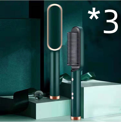 New 2 In 1 Hair Straightener Hot Comb Negative Ion Curling Tong Dual-purpose Electric Hair Brush - Thriver Trend