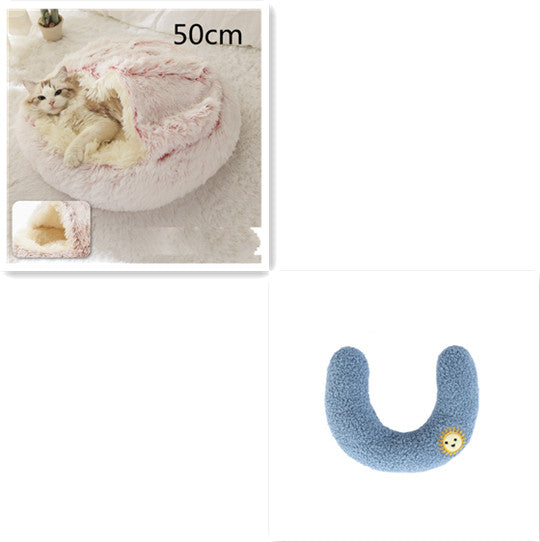 2 In 1 Dog And Cat Bed Pet Winter Bed Round Plush Warm Bed House Soft Long Plush Pets Bed Pet Products - Thriver Trend