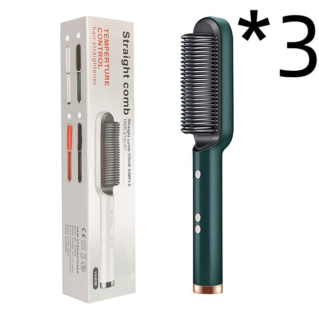 New 2 In 1 Hair Straightener Hot Comb Negative Ion Curling Tong Dual-purpose Electric Hair Brush - Thriver Trend