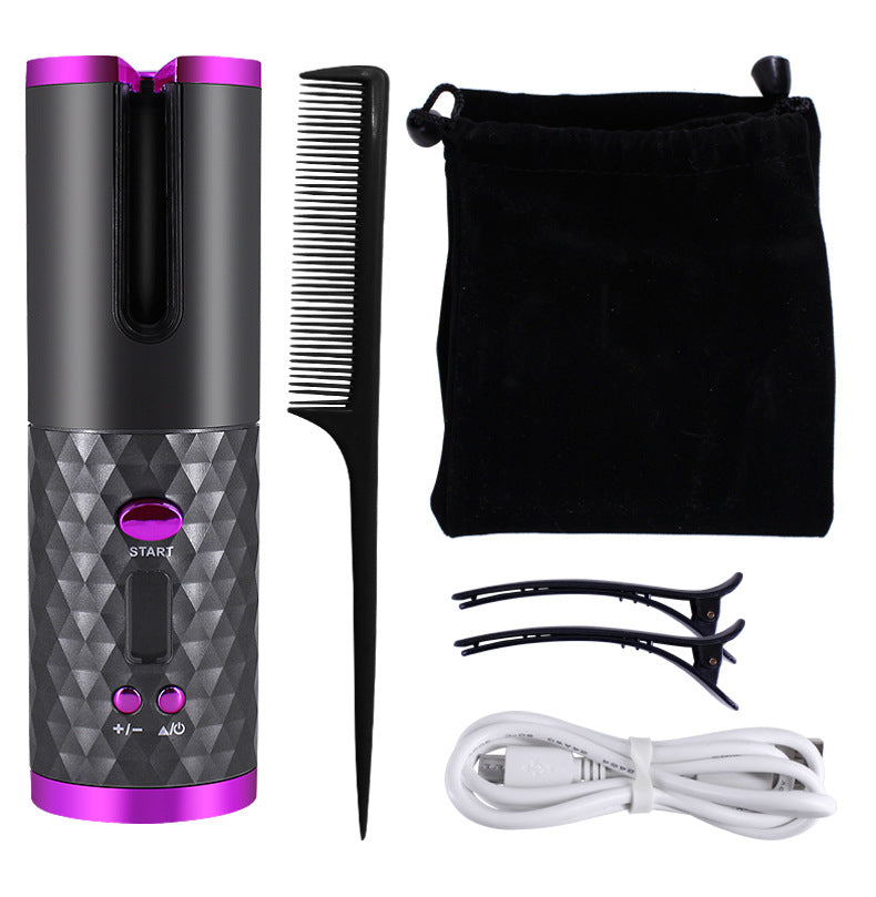 Rechargeable Automatic Hair Curler Women Portable Hair Curling Iron LCD Display Ceramic Curly Rotating Curling Wave Styer - Thriver Trend