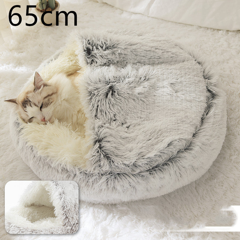 2 In 1 Dog And Cat Bed Pet Winter Bed Round Plush Warm Bed House Soft Long Plush Pets Bed Pet Products - Thriver Trend