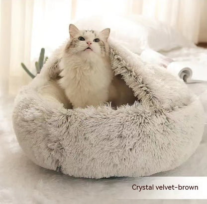2 In 1 Dog And Cat Bed Pet Winter Bed Round Plush Warm Bed House Soft Long Plush Pets Bed Pet Products - Thriver Trend