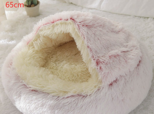 2 In 1 Dog And Cat Bed Pet Winter Bed Round Plush Warm Bed House Soft Long Plush Pets Bed Pet Products - Thriver Trend