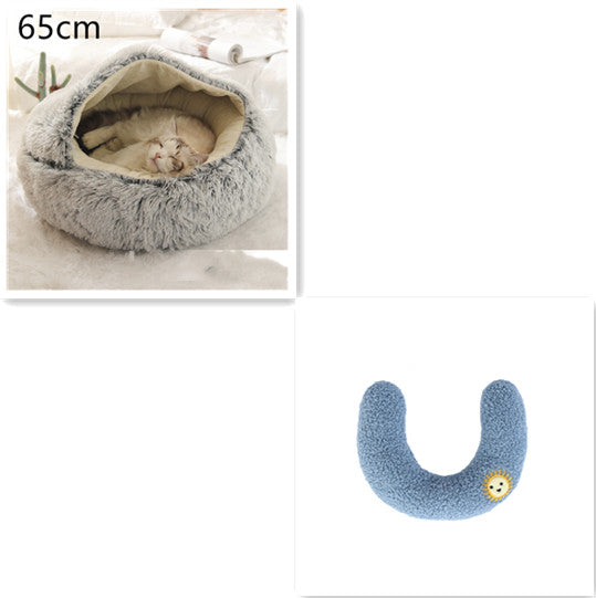 2 In 1 Dog And Cat Bed Pet Winter Bed Round Plush Warm Bed House Soft Long Plush Pets Bed Pet Products - Thriver Trend