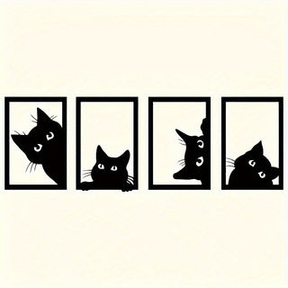 Black Cat Metal Wall Art Decoration Suit - Thriver Trend