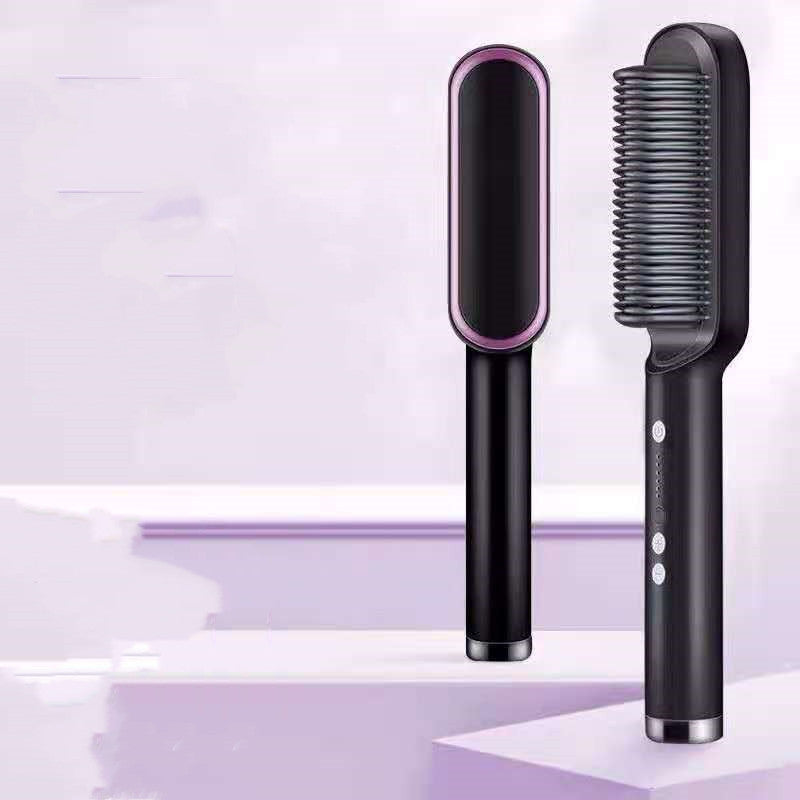 New 2 In 1 Hair Straightener Hot Comb Negative Ion Curling Tong Dual-purpose Electric Hair Brush - Thriver Trend