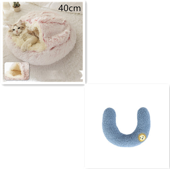 2 In 1 Dog And Cat Bed Pet Winter Bed Round Plush Warm Bed House Soft Long Plush Pets Bed Pet Products - Thriver Trend