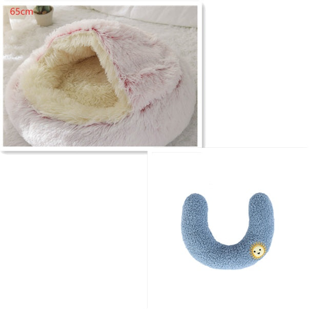 2 In 1 Dog And Cat Bed Pet Winter Bed Round Plush Warm Bed House Soft Long Plush Pets Bed Pet Products - Thriver Trend
