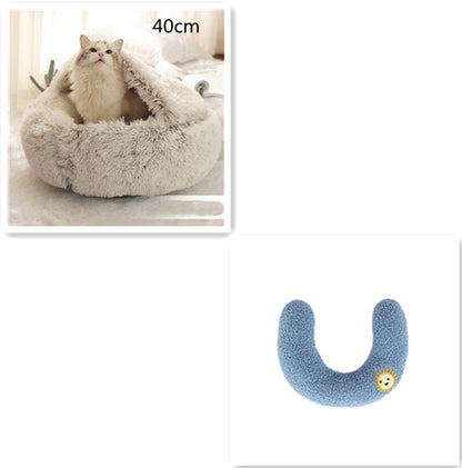 2 In 1 Dog And Cat Bed Pet Winter Bed Round Plush Warm Bed House Soft Long Plush Pets Bed Pet Products - Thriver Trend