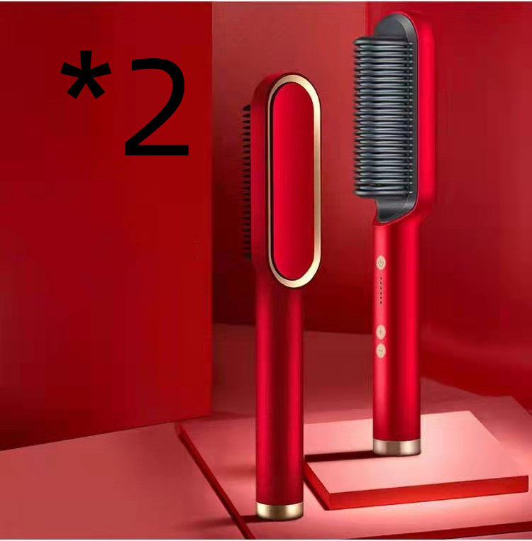 New 2 In 1 Hair Straightener Hot Comb Negative Ion Curling Tong Dual-purpose Electric Hair Brush - Thriver Trend