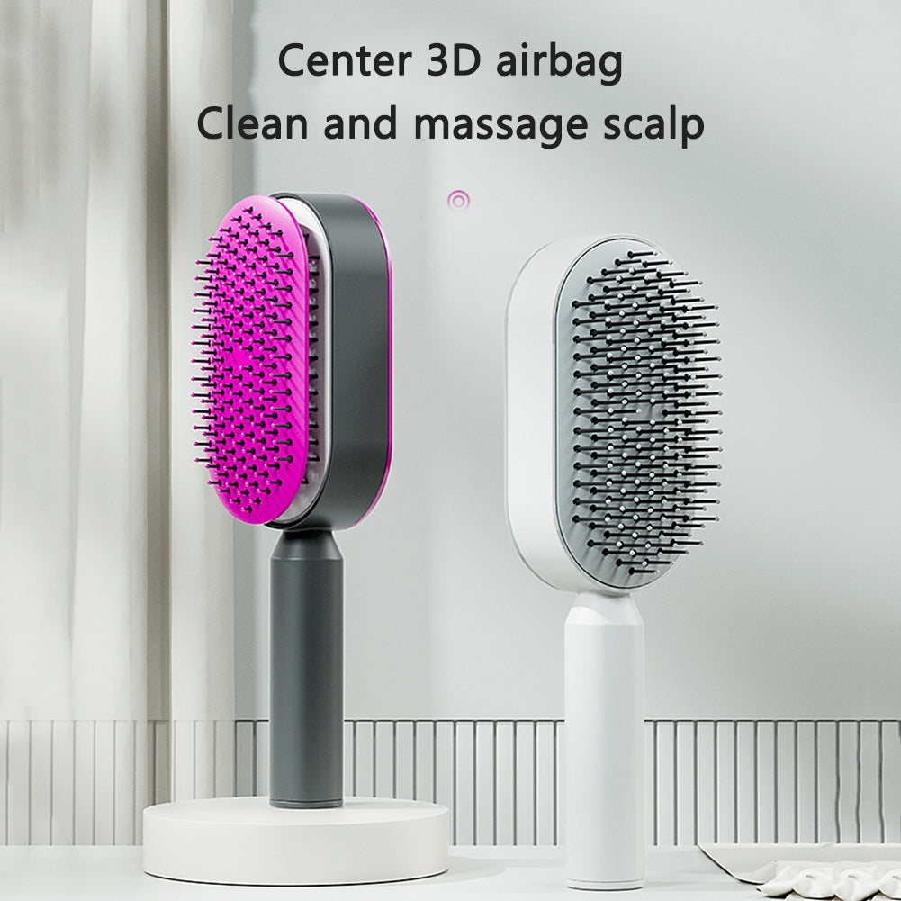 Self Cleaning Hair Brush For Women One-key Cleaning Hair Loss Airbag Massage Scalp Comb Anti-Static Hairbrush - Thriver Trend