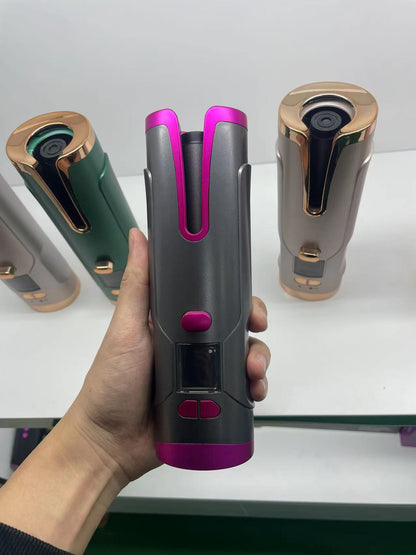 Rechargeable Automatic Hair Curler Women Portable Hair Curling Iron LCD Display Ceramic Curly Rotating Curling Wave Styer - Thriver Trend