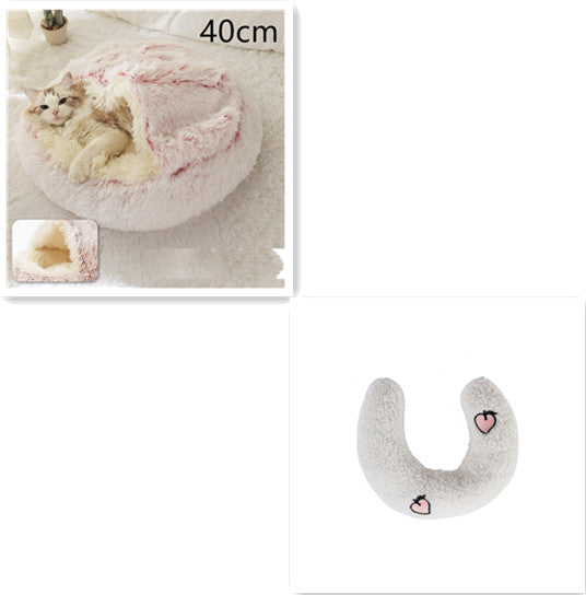 2 In 1 Dog And Cat Bed Pet Winter Bed Round Plush Warm Bed House Soft Long Plush Pets Bed Pet Products - Thriver Trend