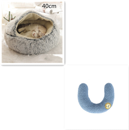 2 In 1 Dog And Cat Bed Pet Winter Bed Round Plush Warm Bed House Soft Long Plush Pets Bed Pet Products - Thriver Trend
