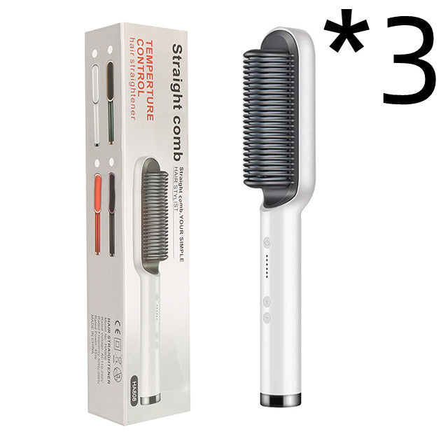 New 2 In 1 Hair Straightener Hot Comb Negative Ion Curling Tong Dual-purpose Electric Hair Brush - Thriver Trend