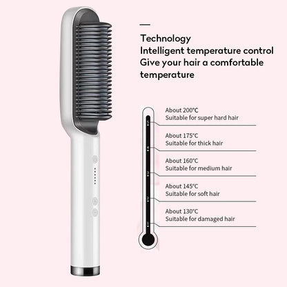 New 2 In 1 Hair Straightener Hot Comb Negative Ion Curling Tong Dual-purpose Electric Hair Brush - Thriver Trend
