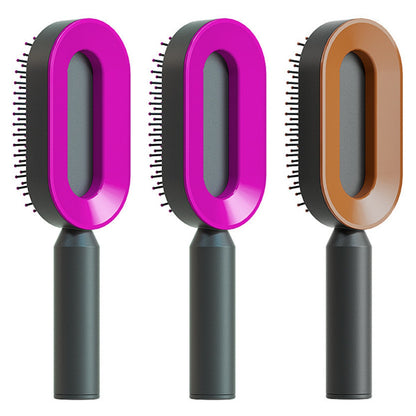 Self Cleaning Hair Brush For Women One-key Cleaning Hair Loss Airbag Massage Scalp Comb Anti-Static Hairbrush - Thriver Trend