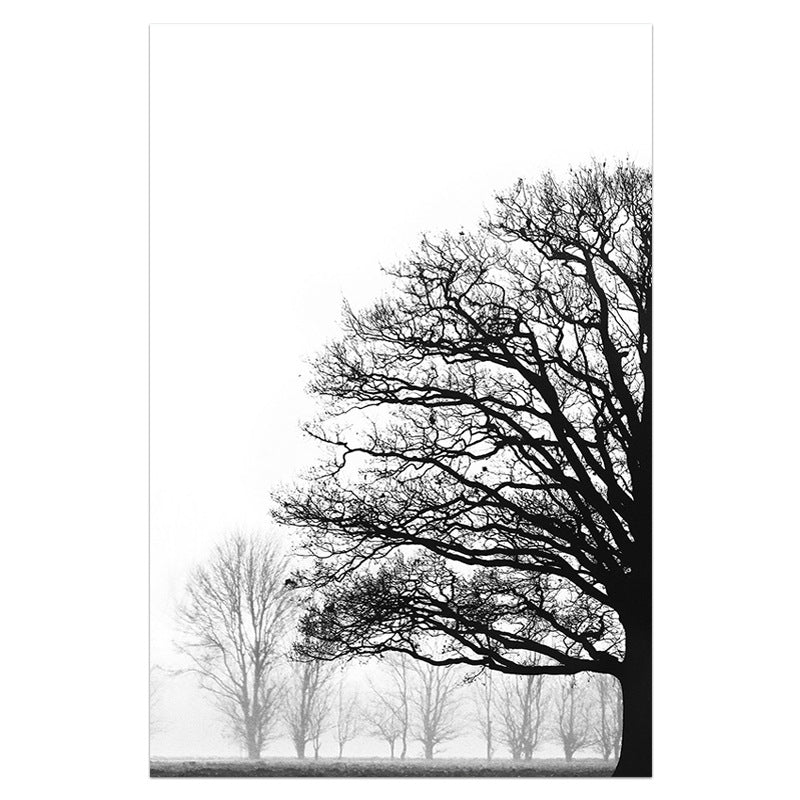 Black And White Winter Trees Modern Sofa Background Wall Decorative Painting - Thriver Trend