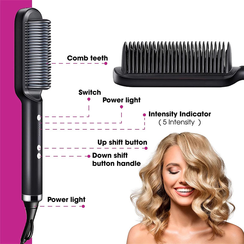 New 2 In 1 Hair Straightener Hot Comb Negative Ion Curling Tong Dual-purpose Electric Hair Brush - Thriver Trend
