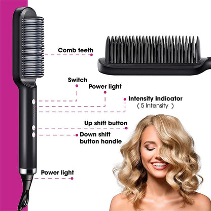 New 2 In 1 Hair Straightener Hot Comb Negative Ion Curling Tong Dual-purpose Electric Hair Brush - Thriver Trend