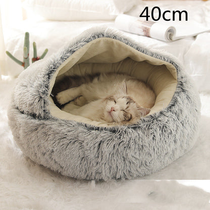 2 In 1 Dog And Cat Bed Pet Winter Bed Round Plush Warm Bed House Soft Long Plush Pets Bed Pet Products - Thriver Trend