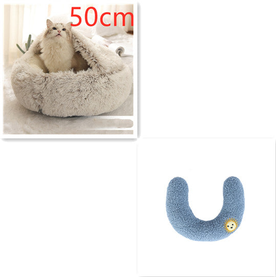2 In 1 Dog And Cat Bed Pet Winter Bed Round Plush Warm Bed House Soft Long Plush Pets Bed Pet Products - Thriver Trend