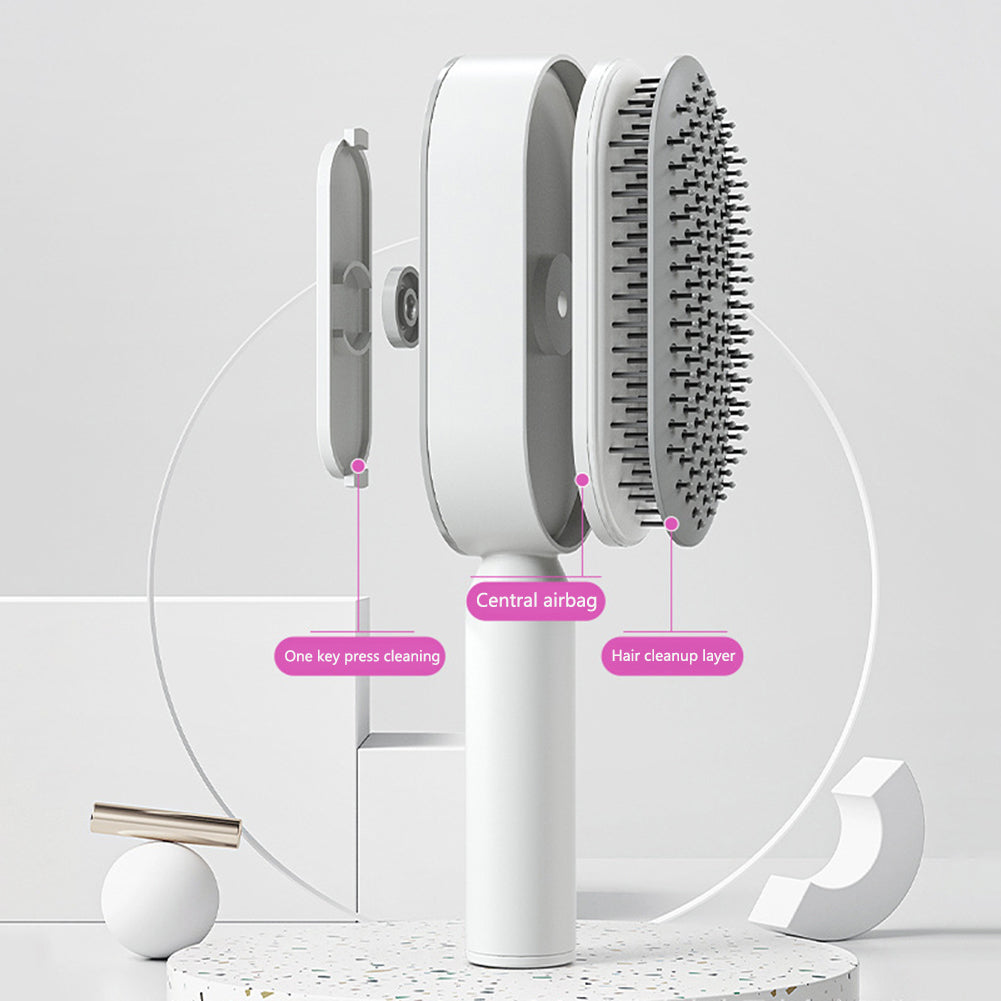 Self Cleaning Hair Brush For Women One-key Cleaning Hair Loss Airbag Massage Scalp Comb Anti-Static Hairbrush - Thriver Trend