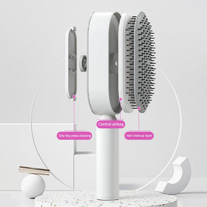 Self Cleaning Hair Brush For Women One-key Cleaning Hair Loss Airbag Massage Scalp Comb Anti-Static Hairbrush - Thriver Trend