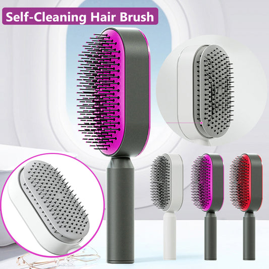 Self Cleaning Hair Brush For Women One-key Cleaning Hair Loss Airbag Massage Scalp Comb Anti-Static Hairbrush - Thriver Trend