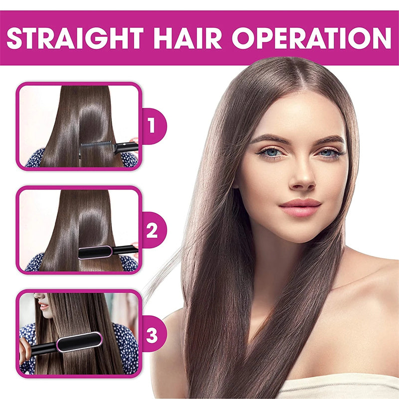 New 2 In 1 Hair Straightener Hot Comb Negative Ion Curling Tong Dual-purpose Electric Hair Brush - Thriver Trend