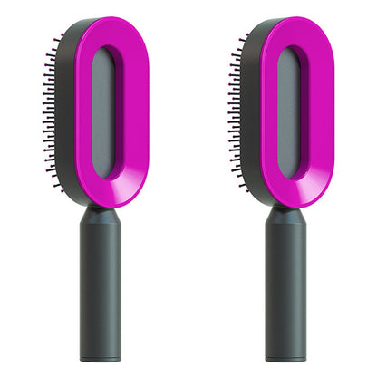 Self Cleaning Hair Brush For Women One-key Cleaning Hair Loss Airbag Massage Scalp Comb Anti-Static Hairbrush - Thriver Trend