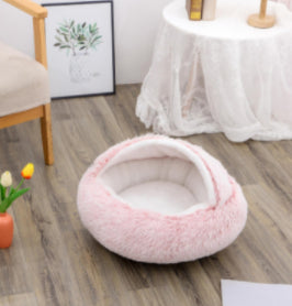 2 In 1 Dog And Cat Bed Pet Winter Bed Round Plush Warm Bed House Soft Long Plush Pets Bed Pet Products - Thriver Trend