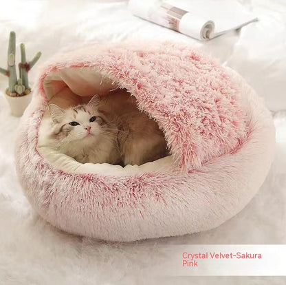 2 In 1 Dog And Cat Bed Pet Winter Bed Round Plush Warm Bed House Soft Long Plush Pets Bed Pet Products - Thriver Trend