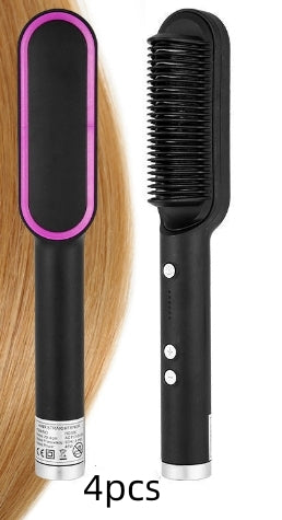 New 2 In 1 Hair Straightener Hot Comb Negative Ion Curling Tong Dual-purpose Electric Hair Brush - Thriver Trend
