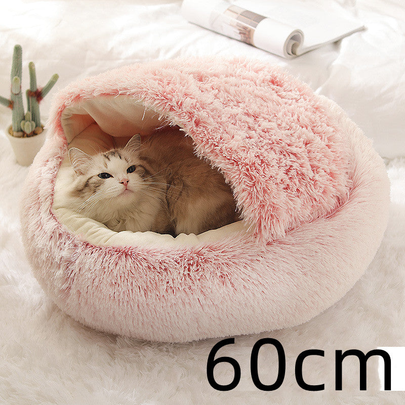 2 In 1 Dog And Cat Bed Pet Winter Bed Round Plush Warm Bed House Soft Long Plush Pets Bed Pet Products - Thriver Trend