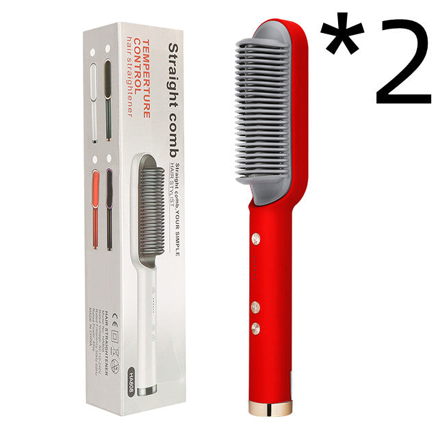 New 2 In 1 Hair Straightener Hot Comb Negative Ion Curling Tong Dual-purpose Electric Hair Brush - Thriver Trend