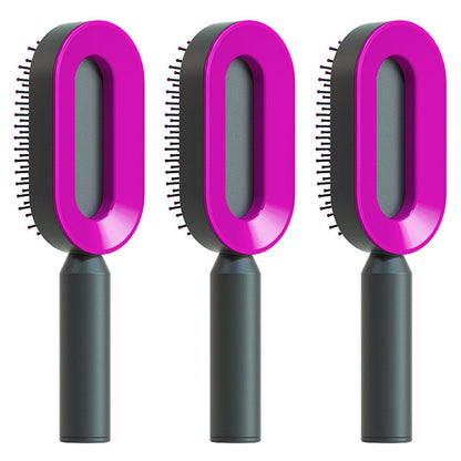 Self Cleaning Hair Brush For Women One-key Cleaning Hair Loss Airbag Massage Scalp Comb Anti-Static Hairbrush - Thriver Trend