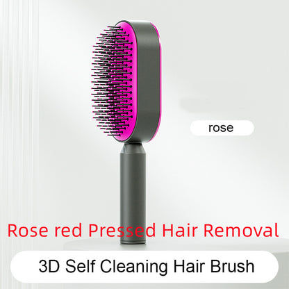 Self Cleaning Hair Brush For Women One-key Cleaning Hair Loss Airbag Massage Scalp Comb Anti-Static Hairbrush - Thriver Trend