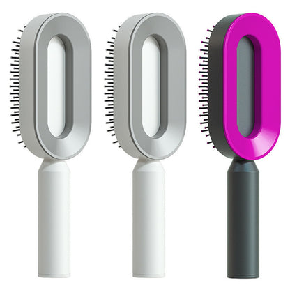 Self Cleaning Hair Brush For Women One-key Cleaning Hair Loss Airbag Massage Scalp Comb Anti-Static Hairbrush - Thriver Trend