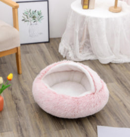 2 In 1 Dog And Cat Bed Pet Winter Bed Round Plush Warm Bed House Soft Long Plush Pets Bed Pet Products - Thriver Trend