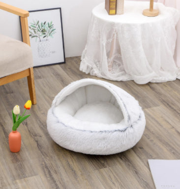 2 In 1 Dog And Cat Bed Pet Winter Bed Round Plush Warm Bed House Soft Long Plush Pets Bed Pet Products - Thriver Trend