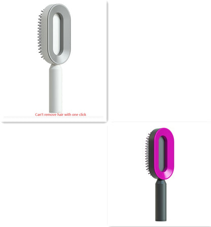 Self Cleaning Hair Brush For Women One-key Cleaning Hair Loss Airbag Massage Scalp Comb Anti-Static Hairbrush - Thriver Trend
